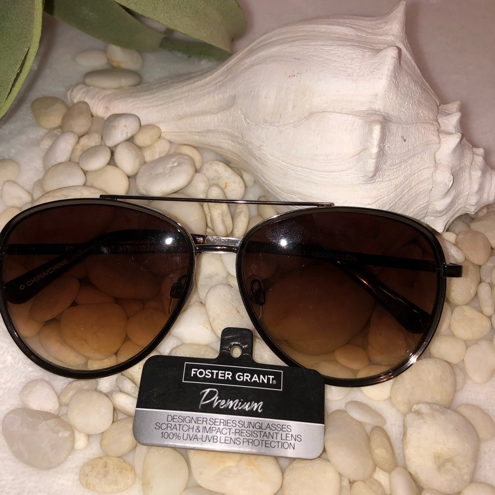 NEW Foster Grant Premium Women's Aviator Sunglasses, Bronze. Retail for $27.00. - Picture 3 of 8